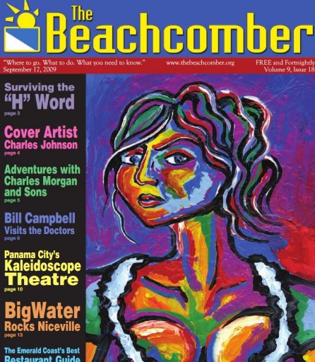 Johnson on cover of The Beachcomber magazine, September 2009